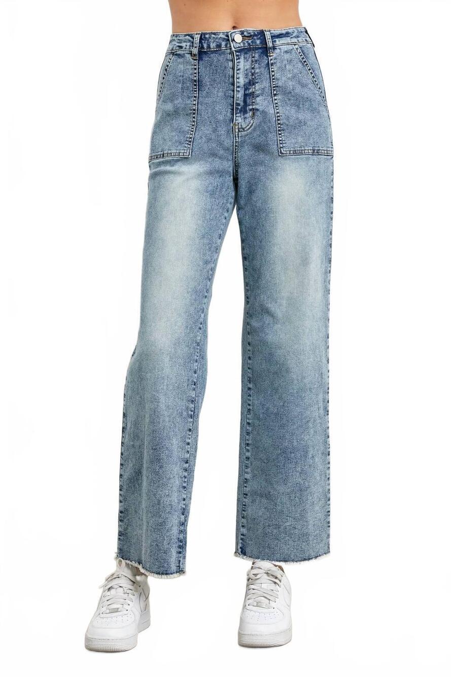 NEW POLAGRAM winee high-rise wide leg pants in denim